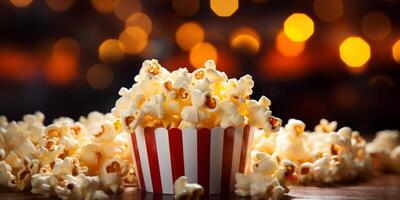 AI generated popcorn on a blurred background Generative AI photo