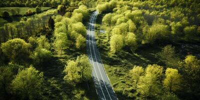 ai generado la carretera en otoño, parte superior ver generativo ai foto