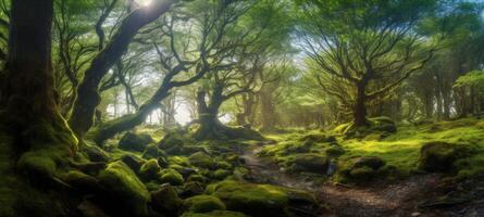 ai generado mágico primavera bosque generativo ai foto