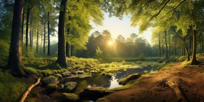 ai generado mágico primavera bosque generativo ai foto