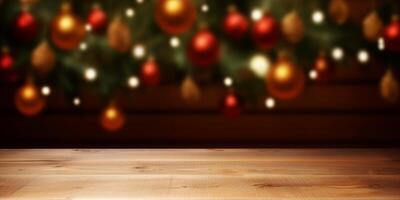 AI generated empty wooden background on christmas new year background Generative AI photo