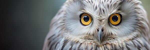AI generated Owl on a branch close up Generative AI photo