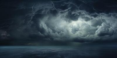 AI generated Dark Stormy sky with clouds over the sea Generative AI photo