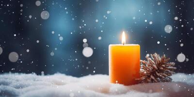 AI generated new year christmas background with burning candle Generative AI photo