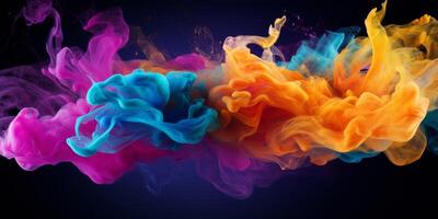 AI generated Beautiful swirling colorful smoke Generative AI photo
