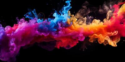 AI generated Beautiful swirling colorful smoke Generative AI photo