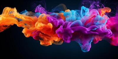 AI generated Beautiful swirling colorful smoke Generative AI photo