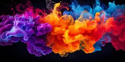 AI generated Beautiful swirling colorful smoke Generative AI photo