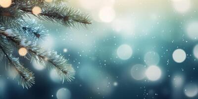 AI generated Christmas background with fir branch Generative AI photo