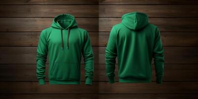 AI generated green hoodie mockup front and back Generative AI photo