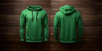 AI generated green hoodie mockup front and back Generative AI photo