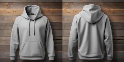 AI generated gray hoodie front and back mockup Generative AI photo