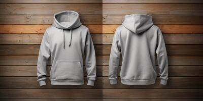 AI generated gray hoodie front and back mockup Generative AI photo