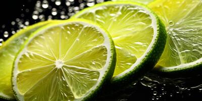 AI generated Lemon and lime slices in sparkling water Generative AI photo