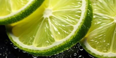 AI generated Lemon and lime slices in sparkling water Generative AI photo