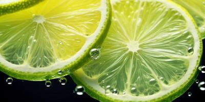 AI generated Lemon and lime slices in sparkling water Generative AI photo