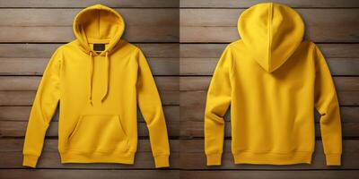 AI generated yellow hoodie front and back mockup Generative AI photo