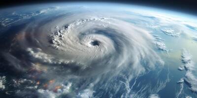AI generated Hurricane over the ocean. Satellite view Generative AI photo