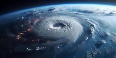 AI generated Hurricane over the ocean. Satellite view Generative AI photo