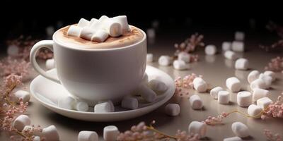 AI generated Hot drink with marshmallows Generative AI photo