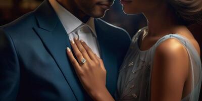 AI generated couple in love in elegant evening clothes Generative AI photo