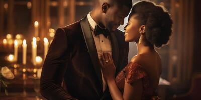 AI generated couple in love in elegant evening clothes Generative AI photo
