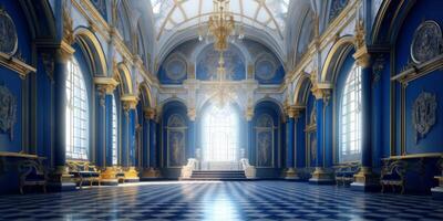 AI generated fantastic castle interior royal palace Generative AI photo