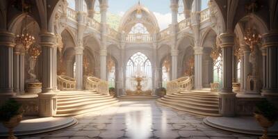 AI generated fantastic castle interior royal palace Generative AI photo