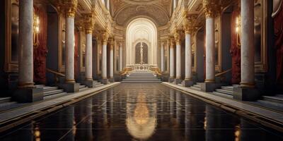 AI generated fantastic castle interior royal palace Generative AI photo