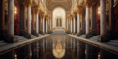 AI generated fantastic castle interior royal palace Generative AI photo