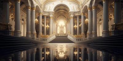 AI generated fantastic castle interior royal palace Generative AI photo