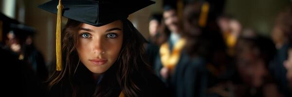 ai generado graduado en un borroso antecedentes generativo ai foto