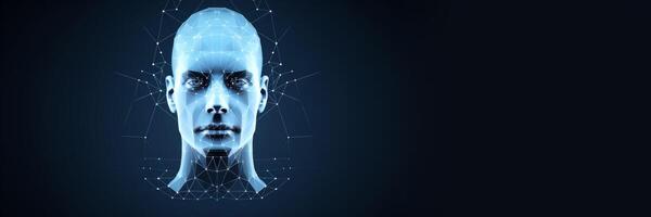 AI generated artificial intelligence human head on a dark background Generative AI photo