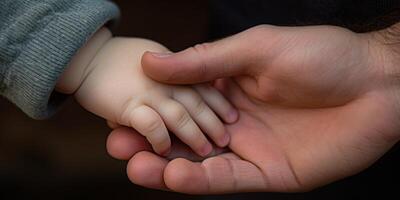 AI generated Child's hand in the hand of an adult Generative AI photo