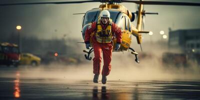 ai generado helicóptero y rescate Servicio salvador generativo ai foto