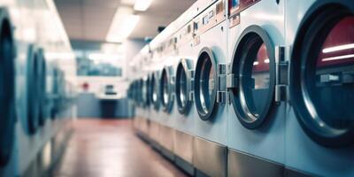 AI generated Blurred row of industrial laundry Generative AI photo