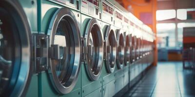 AI generated Blurred row of industrial laundry Generative AI photo