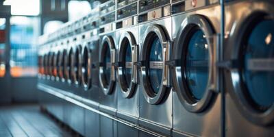 AI generated Blurred row of industrial laundry Generative AI photo