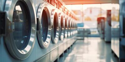 AI generated Blurred row of industrial laundry Generative AI photo