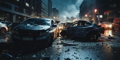 AI generated multiplayer car accident Generative AI photo