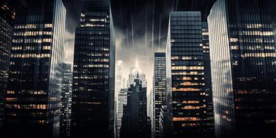 AI generated skyscrapers of the night city Generative AI photo