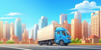 AI generated goods delivery logistics illustration Generative AI photo