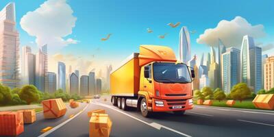 AI generated goods delivery logistics illustration Generative AI photo