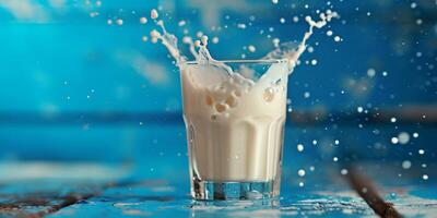 AI generated milk splashes in a glass Generative AI photo