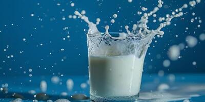 AI generated milk splashes in a glass Generative AI photo