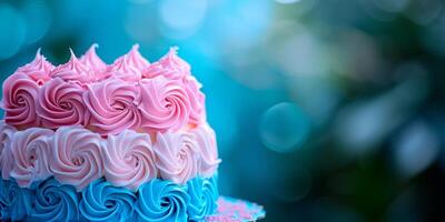 AI generated pink and blue cake Generative AI photo