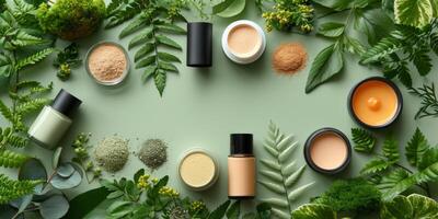 ai generado eco cosmético línea de piel y pelo cuidado productos cosméticos generativo ai foto