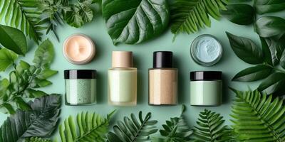 ai generado eco cosmético línea de piel y pelo cuidado productos cosméticos generativo ai foto