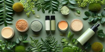 ai generado eco cosmético línea de piel y pelo cuidado productos cosméticos generativo ai foto