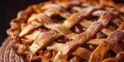 AI generated apple pie close-up Generative AI photo